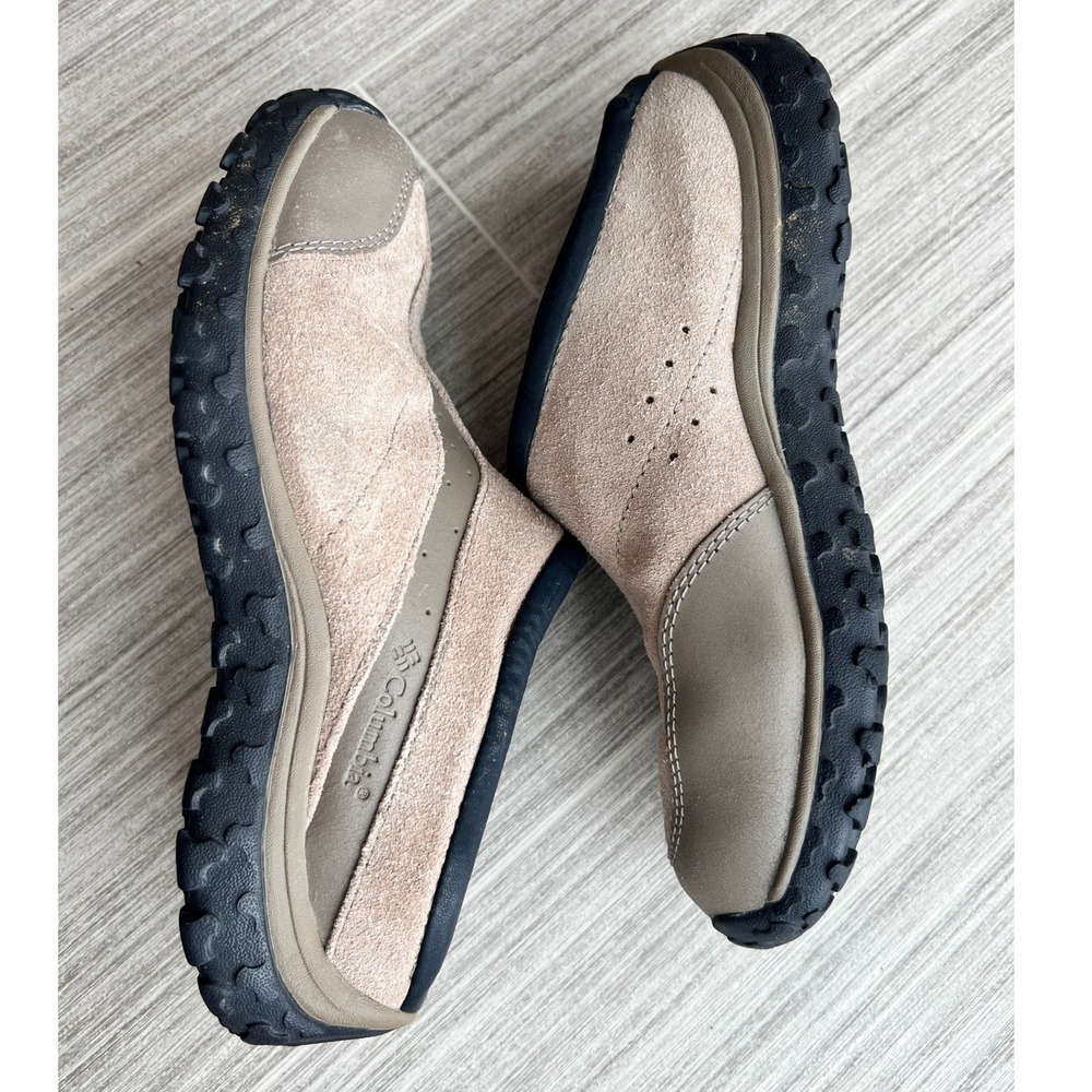 Columbia Suede Slip On Mules Womens 7 Tan Outdoor Clogs Trail Comfort Shoes - Picture 6 of 9